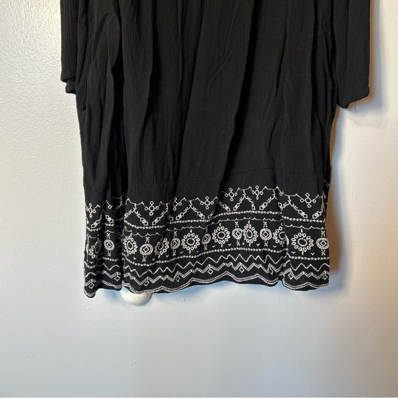 Knox Rose Large Cold Shoulder‎ Black Bohemian  Embroidered Crape Dress Cottage - Picture 2 of 9